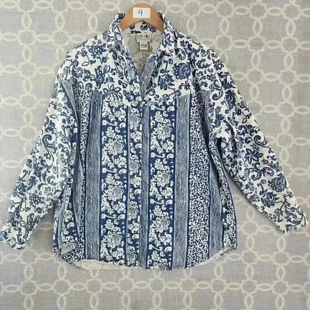 Stefano International 100% Cotton Floral Button Down Women's L